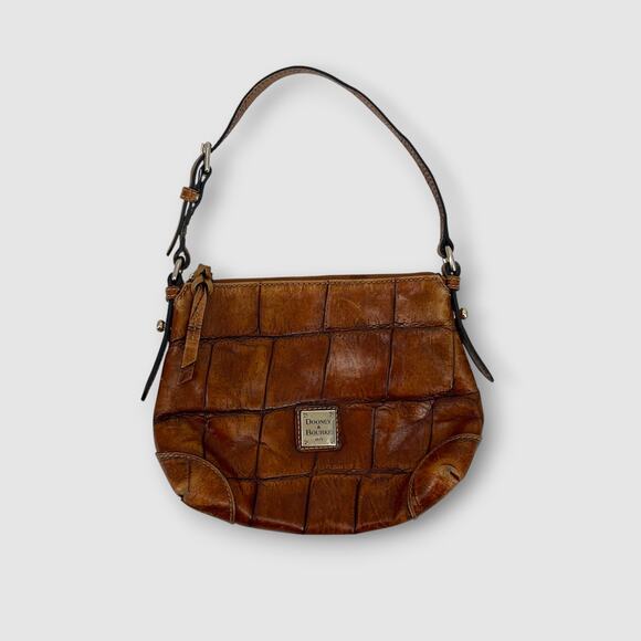 Vintage Y2k Dooney & Bourke Croc Embossed Leather Shoulder Bag - Picture 1 of 6